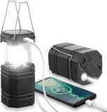 LED Campinglampe Solar, Wasserdicht LED Camping Laterne, Notfallleuchte mit Handkurbel, Eingebaute 3000mAh Akku für Wandern, Angeln, SOS, Ausfälle (Schwarz)