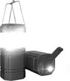 Mesqool Handkurbel Solar Camping Laterne, Tragbare Ultrahelle LED-Taschenlampe, 30-35 Stunden Laufzeit, Typ C-Ladegerät, 3000mAh Power Bank, Elektronische Laterne für den Außenbereich, Wanderlesung