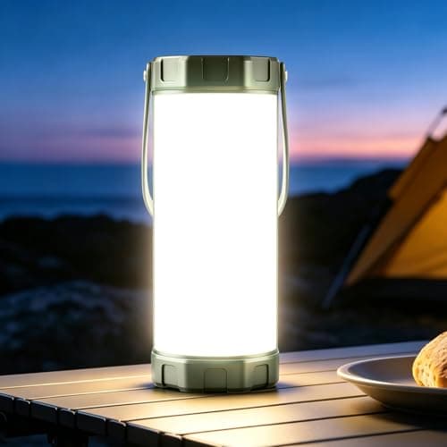 Glocusent Campinglampe Aufladbar, 5000mAh Camping Lampe mit 3 Farben und 5 Helligkeitsstufen für 80 Std. Dauer - IP68 Wasserdicht, Zeltlampe mit SOS-Modus für Notfallleuchte, Wandern (Hellgrün)