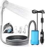AUTOPkio 12V 24V Campingdusche Portable, Outdoordusche Camping Dusche mit Innovativ Pumpe Saugnapf Haken für Outdoor Wohnwagen Wohnmobil Baden Auto Waschen, Haustier Baden Pflanzen Bewässerung