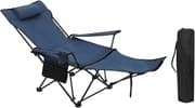 WOLTU Campingstuhl Faltbar mit Fußablage,2-in-1 Strandstuhl klappbar,Angelstuhl Camping Klappstuhl mit Getränkehalter Aufbewahrungstasche für Camping Strand Angeln