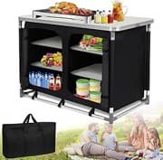 ACXIN Campingküche Faltbarer Campingschrank, Küchenbox Reiseküche, mit Alurahmen, Staufächer, Tischplatte, inkl. Tragetasche