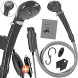 Monzana® Campingdusche tragbar mit Pumpe 12V KFZ-Adapter Aufbewahrungstasche 2m Schlauch 5m Stromkabel Auto Hundedusche Gartendusche Dusche
