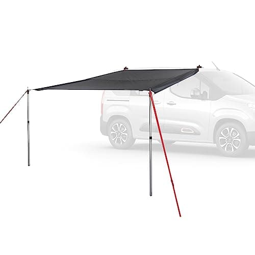 qeedo Motor Tarp Universal Sonnensegel für Camper, Wohnmobil, Van, PKW & SUV – wasserdichtes Vordach mit Keder & Saugnapf - Camping Markise UV80, 250 x 250 cm