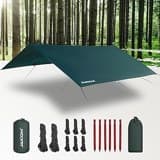 JAICOM Tarp Wasserdicht - 3x3M/4M/5M Camping Zeltplane, Ultraleicht und Tragbar, UV-Schutz & Schnee & Regen, Mit Ösen, Nylonseile, Aluminiumstifte, für Hängematten, Outdoor-Aktivitäten, Terrassen