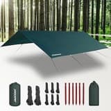 JAICOM Tarp Wasserdicht - 3x3M/4M/5M Camping Zeltplane, Ultraleicht und Tragbar, UV-Schutz & Schnee & Regen, Mit Ösen, Nylonseile, Aluminiumstifte, für Hängematten, Outdoor-Aktivitäten, Terrassen