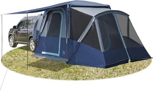 TIMBER RIDGE Heckzelt Auto 5 Personen mit Regenabdeckung Autozelt Heckklappe 3000 mm Wasserdicht Camping Zelt SUV mit Vorzelt für Wohnwagen Familie Reise 397cmx305cmx220cm