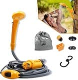 NAIZY Campingdusche mit Pump Tragbarkeit Camping Outdoor Dusche inkl. Schlauch und Fester Aufhänger Gartendusche, für Garten Strand Camping Reisen Autowäsche