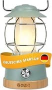 NATURBUMMLER Campinglampe aufladbar mit Powerbank [LUX Secure+] IPX4 wasserdicht & dimmbar – 5200 mAh Akku mit 200h Leuchtkraft für gemütliche Abende – LED Zeltlampe Campinglicht Outdoor