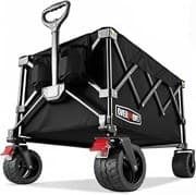 Overmont Faltbar Bollerwagen Klappbar Handwagen - mit Geländegängige Breite Räder - bis 150 kg Tragkraft - für Camping Sport Einkaufen Garten