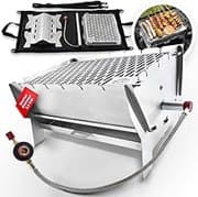 Little Bro Mobiler Steck-Gasgrill 3-in-1 Edelstahl Grill für Gas & Holz/Kohle - Inkl. Tasche (Grillmatte) & Schultergurt - Kompakter Campinggrill für Outdoor, Balkon & Trekking