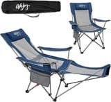 #WEJOY 2-in-1 Campingstuhl Faltbar, Strandstuhl mit Verstellbarer Rückenlehne & Fußstütze, Relaxsessel Liege mit Getränkehalter, Liegestuhl Angelstuhl für Outdoor Camping