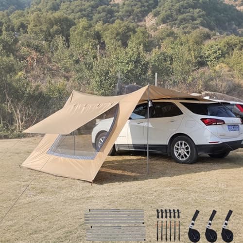 2.9x4.8m Auto Markise mit Bildschirmfenster Heckklappenzelt für Camper Vans wohnmobil Wasserdichter Sonnenschutz Camping sonnensegel
