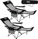 #WEJOY 2-in-1 Campingstuhl 180kg mit Fußstütze,Strandstuhl mit 4-Fach Verstellbarer Rückenlehne, Liegestuhl faltbar Relaxsessel Liege mit Getränkehalter,Campingstuhl für Camping Outdoor