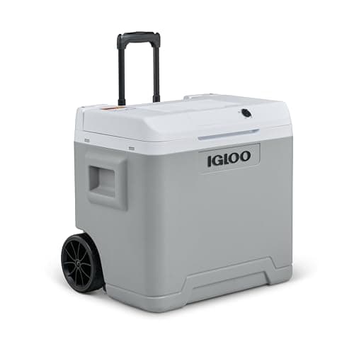 IGLOO IE42 elektrische Kühlbox, 12V und 230V, 42L - kompakter Mini-Kühlschrank für Auto, Camping, Urlaub, Boot, Festivals - mit Rollen und Teleskopgriff, praktischem Kabelfach und Eco/Max Modus