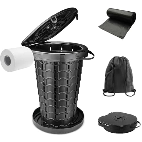 imodomio XL Campingtoilette Faltbar, Camping Trenntoilette(WC) mit Deckel, Mobile Toilette mit 10 Bio-Toilettenbeuteln, ideal für Camping, Wandern, Angeln, Partys. Tragkraft bis 200kg