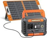 FlashFish 144.3Wh Tragbare Powerstation mit Solarpanel 60W, 200W Solar Generator mit 230V AC/DC/USB/Typ C/LED-Lichter, Stromgenerator Akku für Camping, Reise, Unterwegs, Notstrom