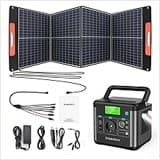 Tragbares Powerstation S160 mit 100W Solarpanel, 222Wh Solargenerator, 300W (600W Spitze) AC Ausgang, 65W USB-C Anschluss für Camping Reisen Wohnmobil