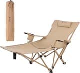 VILLEY Campingstuhl Faltbar mit Fußstütze, Liegestuhl Faltbar mit Kopfstütze & Aufbewahrungstasche, Relaxsessel Belastbar bis 150 kg, Klappbarer Campingstuhl für Camping, Strand, Garten, Angeln