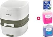 BERGER Mobile Campingtoilette Bio Supreme 22L Starter Set | Platzsparend & Leicht zu Reinigen | Mit Abnehmbarem Abwassertank | Alles, was Sie für den Start benötigen