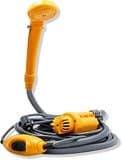 12V Tragbare Campingdusche mit Tauchpumpe, Außendusche mit 2 m Schlauch und Stromadapter, mobile Camping Dusche für Wohnmobil, Camping