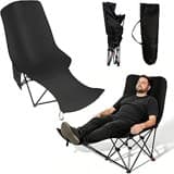 UISEBRT Campingstuhl Faltbar mit Fußstütz & Seitentasche,Ergonomischer Klappstuhl mit Stabiler Stahlrahmen,Ultraleichter Faltstuhl für Camping, Strand, Picknick, Angeln & Garten,Schwarz