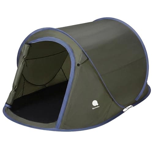 Spetebo Pop Up Wurfzelt grün 220 x 120 cm - 2 Personen - Sofortzelt für Trekking und Camping - Automatisches Einhandzelt Outdoor Festival Zelt inklusive Heringe + Spannseile wasserdicht