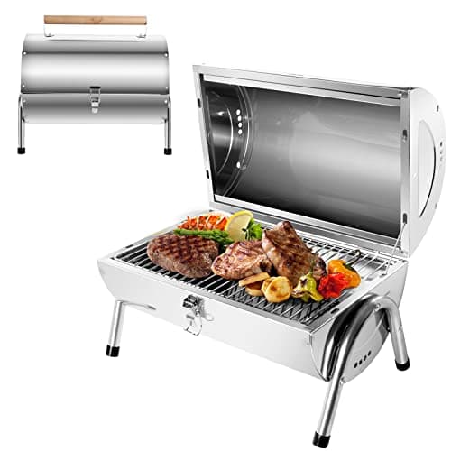 SunJas Edelstahl Klappgrill Holzkohlegrill