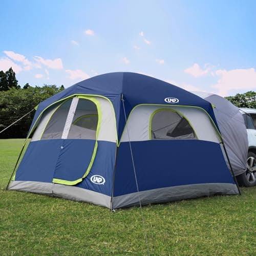 UNP Heckzelt Auto, SUV Zelt für Camping 4-6 Personen - 2 in 1 Autozelt Einfacher Aufbau mit Regenschutz, Familienzelt 3 m x 2,7 m x 2 m (H) (Dunkelblau)