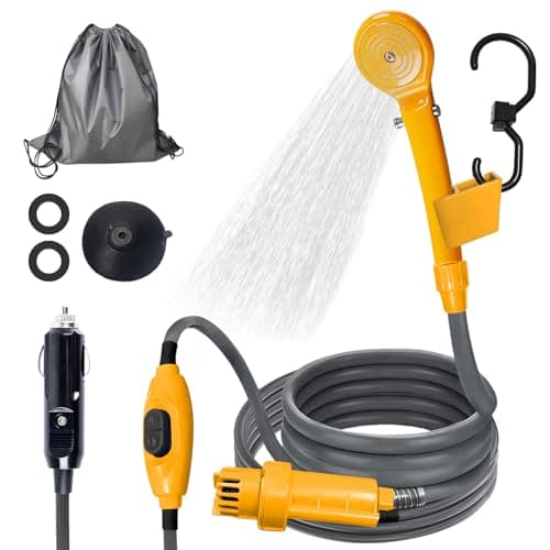 BORDEAG Campingdusche Mit Pumpe, Tragbare Campingdusche Mit Pumpe, 12v Tragbare Außendusche, Campingdusche, Outdoor Dusche, Aussendusche Für Camping Reisen Garten Autowaschen