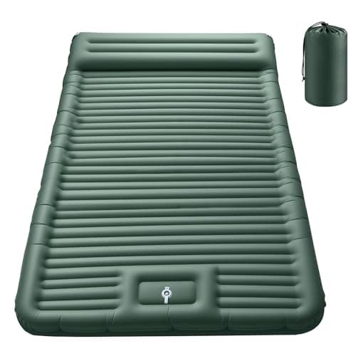 JEMULICE Doppel Isomatte Camping Verdicktes Aufblasbare Matratze, Ultraleicht Luftmatratze Camping für 2 Personen Aufblasbare mit Fußpumpe & Kissen für Outdoor, Wandern, Zelt