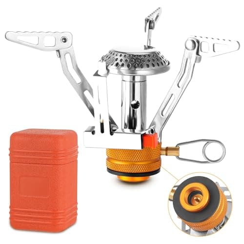 Campingkocher Gas Tragbarer, All-in-One Backpacking Herd, Faltbarer Camping Gasbrenner, Piezo Lgnition Pocket Rocket, Stabiler Outdoor Kocher Angelkocher, Leichte Camp Essentials für Abenteuer