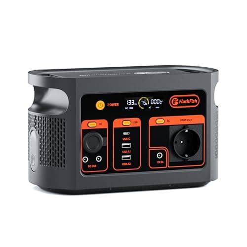 FlashFish E103 Tragbares Powerstation 300W mit 179,2Wh LiFePO4 Akku (3000+ Zyklen), Schnellladung 0–80% in 1 Std & 230V AC, Multifunktions Solargenerator für Camping, Draußen, Reisen, Notfälle