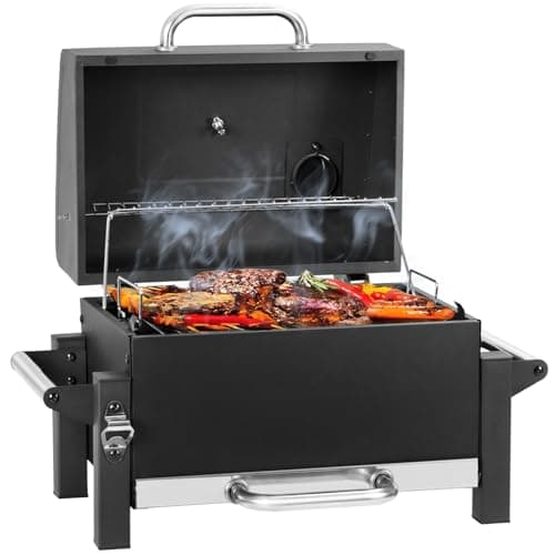 Camping Grill Klappbar, tragbarer Holzkohlegrill Tischgrill für Campingküche & Outdoor, Mini Kohlegrill faltbar mit Grillrost, ideal für BBQ, Reisen, Picknick