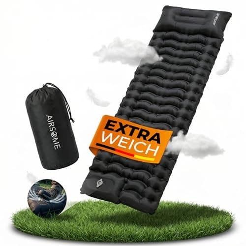 AIRSOME Selbstaufblasbare Luftmatratze Ultraleicht – Camping Isomatte selbstaufblasend mit integrierter Fußpumpe, extra dick & wasserdicht, Bequeme Schlafmatte für Outdoor, Zelten & Festival